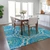 8' X 10' Ivory And Sky Blue Floral Medallion Washable Indoor Outdoor Area Rug