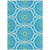 8' X 10' Ivory And Sky Blue Floral Medallion Washable Indoor Outdoor Area Rug