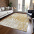 8' X 10' Gold And Ivory Abstract Washable Indoor Outdoor Area Rug Transitional Style - Gold, Ivory Color
