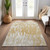 8' X 10' Gold And Ivory Abstract Washable Indoor Outdoor Area Rug Transitional Style - Gold, Ivory Color