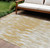 8' X 10' Gold And Ivory Abstract Washable Indoor Outdoor Area Rug Transitional Style - Gold, Ivory Color