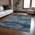 10' X 14' Blue And Navy Blue Abstract Washable Indoor Outdoor Area Rug