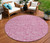 8' Blush And Ivory Round Floral Washable Indoor Outdoor Area Rug