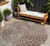 8' Brown And Beige Round Geometric Washable Indoor Outdoor Area Rug Transitional Style - Brown, Beige Color