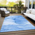 9' X 12' Blue Abstract Washable Non Skid Indoor Outdoor Area Rug Transitional Style - Blue Color