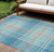 8' X 10' Teal Blue Gray And Brown Plaid Washable Indoor Outdoor Area Rug