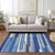 10' X 14' Navy Blue And Denim Blue Striped Washable Indoor Outdoor Area Rug
