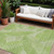9' X 12' Lime Green And Ivory Floral Washable Indoor Outdoor Area Rug