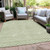 10' X 14' Artichoke Green And Ivory Chevron Washable Indoor Outdoor Area Rug