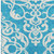 9' X 12' Turquoise And Ivory Damask Washable Indoor Outdoor Area Rug