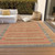 8' X 10' Pewter And Gold Striped Washable Indoor Outdoor Area Rug