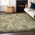 10' X 14' Brown And Green Striped Washable Indoor Outdoor Area Rug