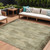 10' X 14' Brown And Green Striped Washable Indoor Outdoor Area Rug