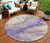 8' Purple And Gold Round Abstract Washable Indoor Outdoor Area Rug - Purple, Gold