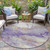 8' Purple And Gold Round Abstract Washable Indoor Outdoor Area Rug - Purple, Gold