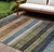 9' X 12' Blue And Brown Striped Washable Indoor Outdoor Area Rug