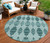 8' Teal Blue Aqua And Charcoal Round Moroccan Washable Indoor Outdoor Area Rug