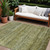 9' X 12' Olive Green And Brown Striped Washable Indoor Outdoor Area Rug