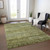 9' X 12' Olive Green And Brown Striped Washable Indoor Outdoor Area Rug