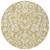 8' Gold And Beige Round Floral Washable Indoor Outdoor Area Rug