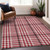 9' X 12' Red Black And Ivory Plaid Washable Indoor Outdoor Area Rug