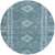 8' Blue Round Geometric Washable Indoor Outdoor Area Rug