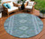 8' Blue Round Geometric Washable Indoor Outdoor Area Rug