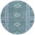 8' Blue Round Geometric Washable Indoor Outdoor Area Rug