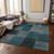 10' X 14' Teal Blue Aqua And Charcoal Patchwork Washable Indoor Outdoor Area Rug