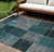 10' X 14' Teal Blue Aqua And Charcoal Patchwork Washable Indoor Outdoor Area Rug