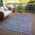 9' X 12' Denim Blue Geometric Washable Indoor Outdoor Area Rug