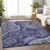 10' X 14' Navy Blue Gray And Green Floral Medallion Washable Indoor Outdoor Area Rug