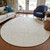 8' Ivory And Beige Round Floral Washable Indoor Outdoor Area Rug