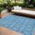 8' X 10' Denim Blue And Ivory Floral Medallion Washable Indoor Outdoor Area Rug - Denim Blue, Ivory