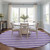 8' Round Purple and White Round Striped Washable Non Skid Indoor Outdoor Area Rug