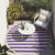 8' Round Purple and White Round Striped Washable Non Skid Indoor Outdoor Area Rug