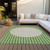8' X 10' Green And Gray Striped Washable Indoor Outdoor Area Rug Transitional Style - Green, Gray Color