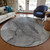 8' Gray Silver And Charcoal Round Abstract Washable Indoor Outdoor Area Rug - Gray, Silver, Charcoal