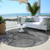 8' Gray Silver And Charcoal Round Abstract Washable Indoor Outdoor Area Rug - Gray, Silver, Charcoal