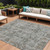 8' X 10' Pewter And Ivory Abstract Washable Indoor Outdoor Area Rug
