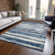 10' X 14' Denim Blue And Gray Striped Washable Indoor Outdoor Area Rug Transitional Style - Denim Blue, Gray Color
