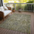 8' X 10' Taupe And Gray Damask Washable Indoor Outdoor Area Rug