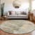 8' Brown Round Abstract Washable Indoor Outdoor Area Rug
