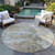 8' Brown Round Abstract Washable Indoor Outdoor Area Rug