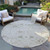 8' Beige Brown And Green Round Oriental Washable Indoor Outdoor Area Rug