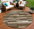 8' Brown And Ivory Round Striped Washable Indoor Outdoor Area Rug - 608219018641
