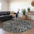 8' Black And Ivory Round Abstract Washable Indoor Outdoor Area Rug Transitional Style - Black, Ivory Color