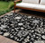10' X 14' Black Ivory And Gray Floral Washable Indoor Outdoor Area Rug - Black, Ivory, Gray