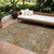 10' X 14' Copper Green And Beige Floral Washable Indoor Outdoor Area Rug