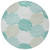 8' Teal Blue Ivory And Taupe Round Geometric Washable Indoor Outdoor Area Rug